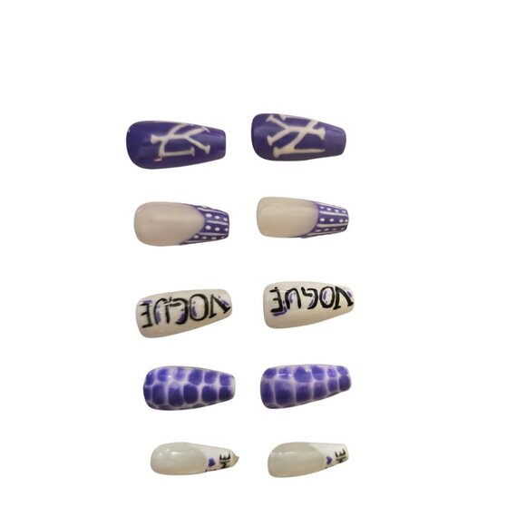 False Nails,Hande Made, Fake Nails. NY design, Purple - Picture 1 of 5